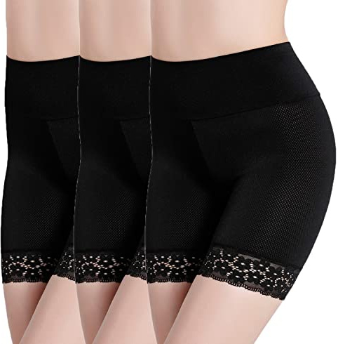 SEPMINDU Women's Anti Chafing Slip Shorts Yoga Shorts Lace Long Leg Boyshorts Panties for Under Dress 3 Pack