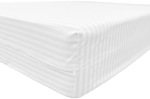 Dalina Funda de Colchón con Cremallera 150x200x25cm - Protector Colchón Transpirable, Tejido Poliéster Sin Elástico - para Cama 150cm, Blanco