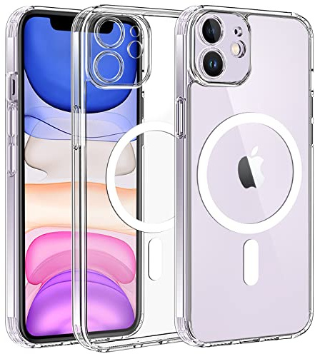 Qasyfanc Protezione Fotocamera Cover Magnetica per iPhone 11 6,1 Pollici, Compatibile con Magsafe Ricarica Wireless Protettiva Antigiallo Antiurto Custodia iphone 11 (Trasparente)