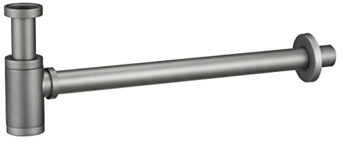 MICE SCL002/GRM - Siphon pour lavabo ou bidet, kit de vidange - Piège avec ouverture de nettoyage + instructions d'installation - Siphon design, siphon de tuyau gris mat