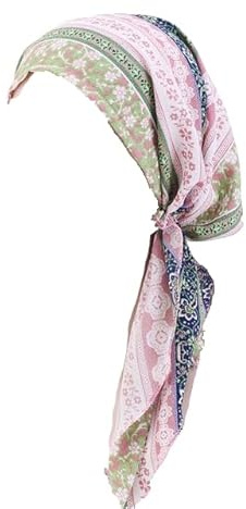 Gorro de quimioterapia para mujer, pañuelo para la cabeza, gorro para la cabeza, bandana de alopecia, Rosa y verde, Talla única