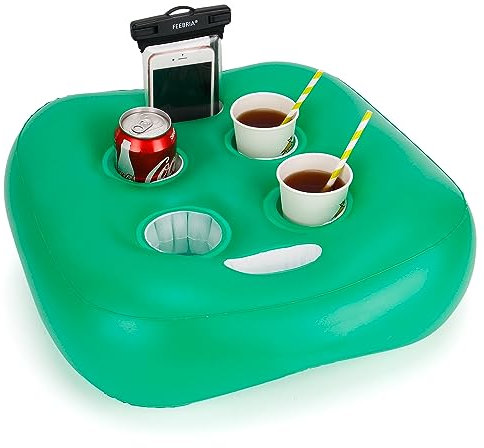 Aufblasbarer schwimmender, Getränkehalter mit 6 Löchern, großes Fassungsvermögen und transparentem Material, Schwimmkörper für Pool, Party, Strand weiß, Whirlpool