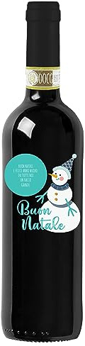 Bottiglia di Nobile di Montepulciano DOCG con etichetta personalizzata - Idea regalo esclusiva e originale per Natale e festività natalizie (Pupazzo di neve)