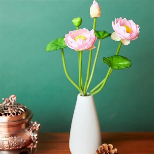 Künstliche Lotusblumen, 30 cm, künstliche kleine Lotusblüten, kleine Seerose, künstliche Blume, frische Seidenblume, künstliche Lotusblumen (hellrosa)