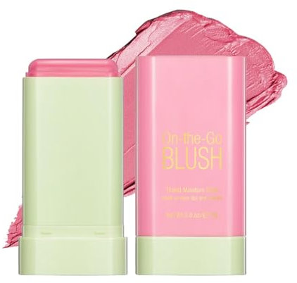 Blushers for Cheeks Make Up, Creamy Lightweight Multi-Stick for Face Eyes & Lip, Long-lasting 3-in-1 Multi-Use Blusher Contour Stick, Moisturize and Blendable Blush for Nature Look (shy pink)