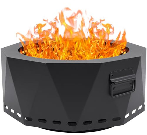 Rauchfreie Feuerstelle für den Außenbereich, 50,8 cm, raucharme Metall-Feuerstellen & Kamine für draußen mit Tragetasche, rauchfreier Holzofen für Camping, Terrasse, Hinterhof, Garten, Picknick-L
