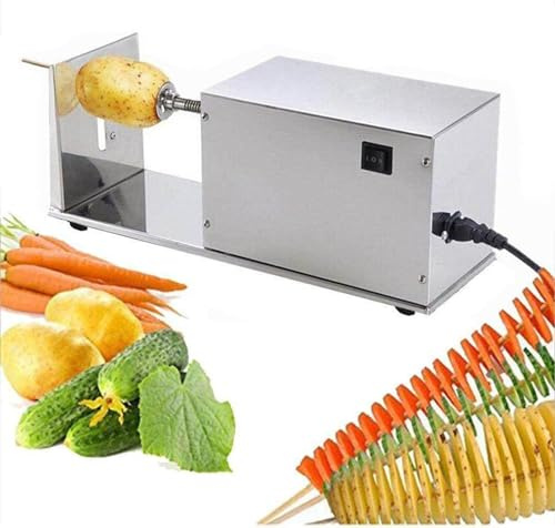 RayGenius Cortador De Patatas Fritas En Espiral, Tornado Cortador De Patatas EléCtrico SemiautomáTico Cortador Clipper Cortador De Patatas