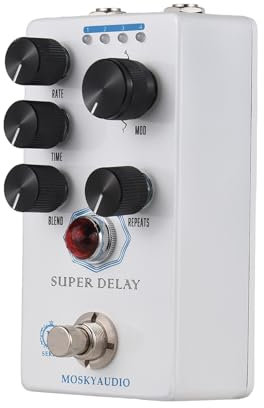 Kavolet Gitarren-Delay-Effektpedal, Mischung/Zeit/Rate/Wiederholungen/4-Modus-Knopf, E-Gitarren-Delay-Effektor mit True Bypass, Guitar Delay Pedal for Pedal Boards, Analog Delay Guitar Effect Pedal