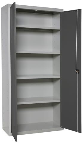 Simon Rack Amario Metálico Almacenaje, Armario Multiusos, 2 Puertas, 4 Estantes, 1800x800x400 mm, MONTADA, Gris/Antracita - Simonlocker