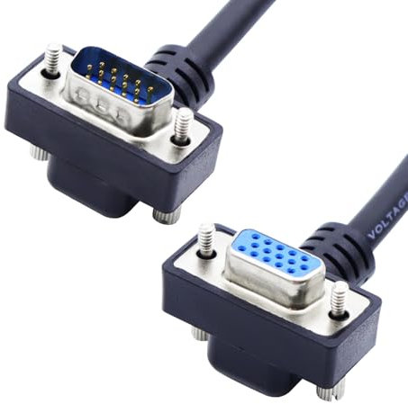 LANMINGLEL 90 Degree VGA Cable 15 PIN VGA Monitor Cable VGA to VGA Cord 1080P VGA Extension Cord for Monitor Projector Computer (Male to Female)