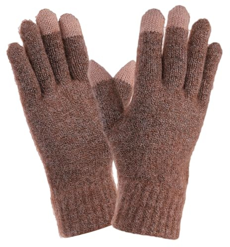 PATIKIL 8,7 x 3,5 Touchscreen Winterhandschuhe, 1 Paar Unisex-Strickhandschuhe Touchscreen-Handschuhe Fahren Warme Handschuhe in gängiger Größe für Männer und Frauen, Braun | 1 Paar, Unisex-Strickhandschuhe Touchscreen-Handschuhe, Warme Handschuhe, in gängiger Größe, für Männer und Frauen