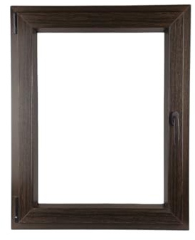 ALUCON Kellerfenster 400x900 mm – Fenster 40x90 cm – Kunststofffenster Innen Dunkle Eiche/Außen Dunkle Eiche – Flügelfenster DIN Links