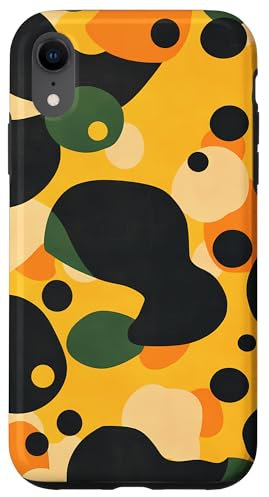 Coque pour iPhone XR Bois de canard en peau de grenouille à pois jaunes