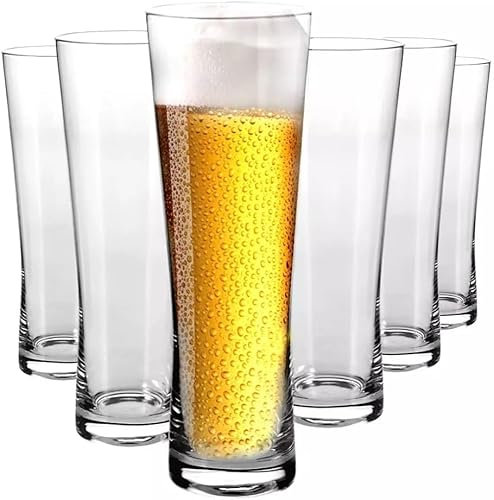 Krosno Juego de 6 vasos de cerveza universales de 500 ml, diseño elegante de reloj de arena, ideal para cerveza y cerveza artesanal, apto para lavavajillas