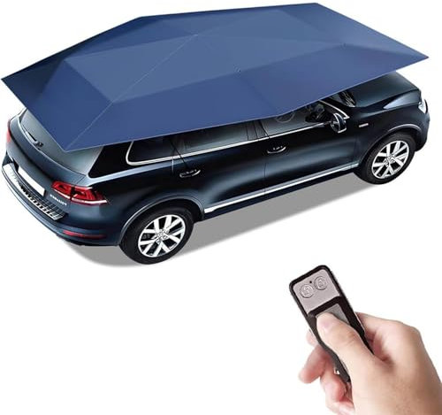 RoyceBee Tente Parapluie de Voiture EntièRement Automatique, Parasol Pliant Portable pour Abri D'Auto, Isolation Thermique ExtéRieure, Protection Solaire sur Le Toit avec TéLéCommande,A-4.3m/14.1ft