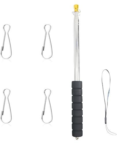Xinlie Asta telescopica per bandiera da 9,8 m, in acciaio inox, con clip per bandiera, portatile, in acciaio inox, guida turistica, per escursioni, campeggio, insegnamento di viaggio