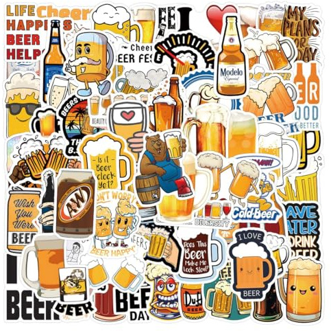 CWED 110PCS Pegatinas Cerveza,Pegatinas para Ordenador Portatil Agenda Laptop Skate Botella Agua Guitarras Maletas equipajes Coches y Bicicletas,Beer Impermeable Vinilo Stickers