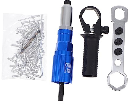 TOGEVAL Electric Rivet Gun Adapter with Aluminum Alloy Converter Includes Pulling Rivets and Drill Bit Quick Installation for Efficient Riveting Machine Operation