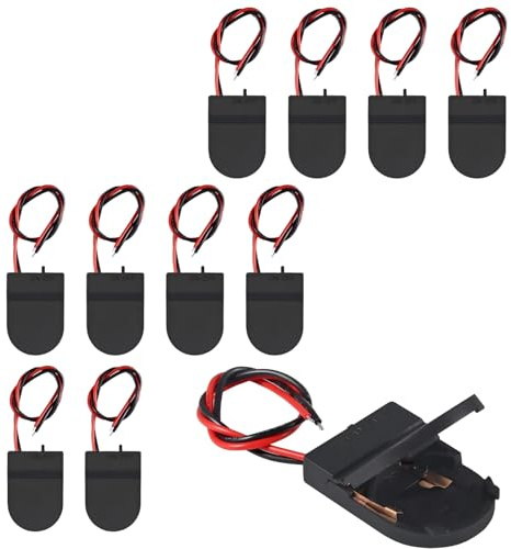 10PCS CR2032 Battery Holders - 3V Coin Cell Socket Case with 15cm Wire Lead and ON-OFF Switch - Black Button Battery Case for Electronics DIY Projects