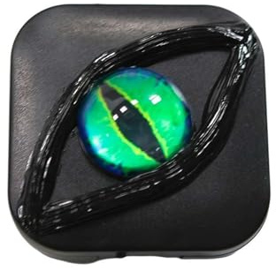 Devil's Eye Contact Lenses Box - Halloween Contact Lenses, Durable Leak-Proof Case for Color, Compact Travel Organizer with Separate Chambers for Halloween, Cosplay and Storage Needs (Green)