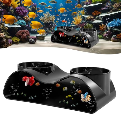 Silkwish Aquarium Tunnel Unterirdisch mit 2 Eingängen - Aquarium Versteck für Fisch Und Garnelen zum Züchten - Tank Höhle Dekoration Verstecken Zubehör aus Plastik, Schwarz