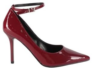 Décolleté con Cinturino Donna, Scarpe Eleganti in Simil Pelle Lucida, Tacco a Spillo 10 cm con Fibbia Metallica (Bordeaux, Sistema Taglie Calzature EU, Adulto, Numero, Media, 40)