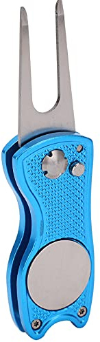 ANKROYU Herramienta de reparación de divots de Golf de Acero Inoxidable de Primera Calidad Tenedor de Golf de Metal Plegable con Marcador de Bolas Durable a Prueba de óxido para gr (Azul)