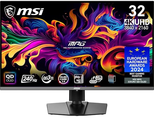 Msi Mpg 321urxde QD-Oled, GaminG-Monitor 80 Cm (31.5 Zoll), Schwarz, Ultrahd/4k, QD-Oled, AdaptivE-Sync, UsB-C, 240hz Panel (9s6-3dd29A-056)