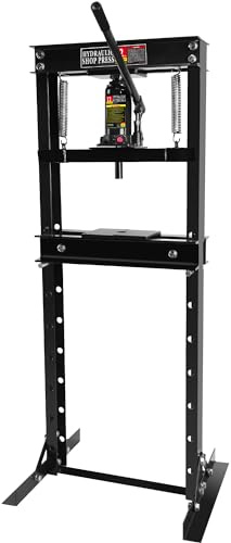 12 Ton h-Frame Hydraulic Press, Hydraulic Shop Press with Adjustable Heights & Stamping Plates, Adjustable Hidraulica Prensa for Bend, Straighten, or Press Parts, Install Bearings & u-Joints, Black