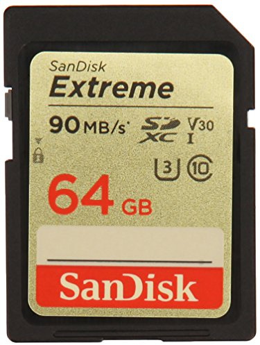 SanDisk Extreme 64 GB SDXC Speicherkarte bis zu 90 MB/Sek, Class 10, U3, V30, FFP