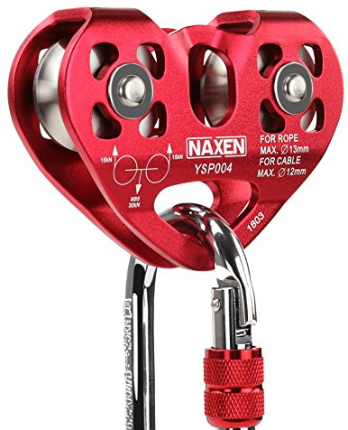 NAXEN Zip Line Pulley Tandem Speed Dual Trolley with Oval Carabiner