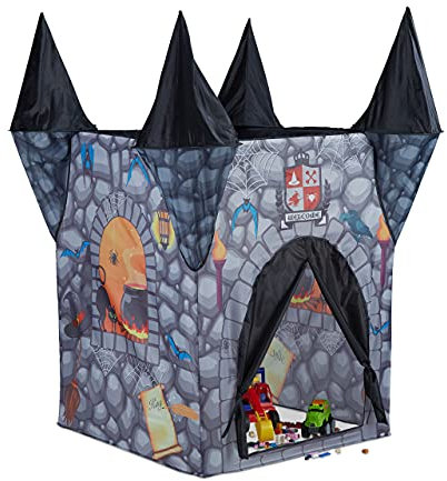 Relaxdays 10022463 Spielzelt Kinder Spukschloss, Kinderzelt für Mädchen und Jungen, ab 3 Jahren, HxBxT: 132 x 110 x 110 cm, grau