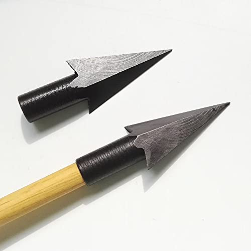 ZSHJG Traditionelle Pfeilspitzen ID 8mm Jagdspitzen Bogenschießen Jagdpfeile Bogenpfeile Pfeil Tipps Broadheads für Bambuspfeile Holzpfeile (6 Stück)