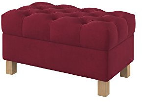 Furninero - Tiefer gepolsterter Sitzbank Sitzhocker Sitzruhe Betthocker Ottomane, mit Stauraum, Quadratische Beine, 80 cm breit, Majestic Velvet Wine Red Stoff (Licht zu reinigende), Rot