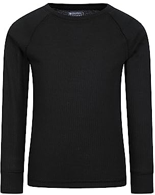 Mountain Warehouse Talus Kids Base Layer Top - Breathable & Lightweight, Moisture Wicking, Boys & Girls - Autumn, Winter, Travel Black (02) Teen Size 13 Years