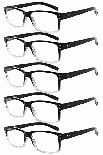 Eyekepper 5er Pack für Männer mit Federscharniere - Klassischer Schwarz-Klarer Rahmen +0,75