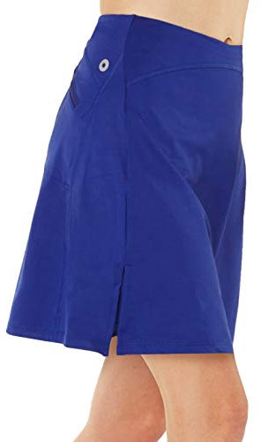 Westkun Damen Skort Knielang Hosenrock Sportrock mit Hose Tennisrock Lang Sommer Wandern Fahrradrock Golfrock für Lauf Outdoor Blau S