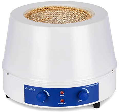 Labasics Chauffage Mantle, Chauffage et Agitateur Manteau Chauffant de Laboratoire Électrothermique avec Agitateur Magnétique 0-1600 TR/Min Contrôle de Température 220V/380 Celsius 250W, 1000 ml