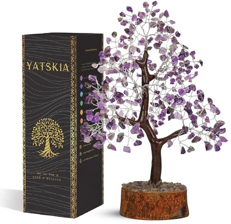 YATSKIA Amethyst Crystals Tree - Room Decor - Crystal Tree of Life - Spiritual Gifts for Women - Stones and Crystals - Bonsai Tree from Daughter - Good Luck Tree - Gemstone Tree
