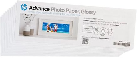 HP Advanced Fotopapier glänzend, 29,5 kg, 4 x 12 Zoll (101 x 305 mm), 10 Blatt