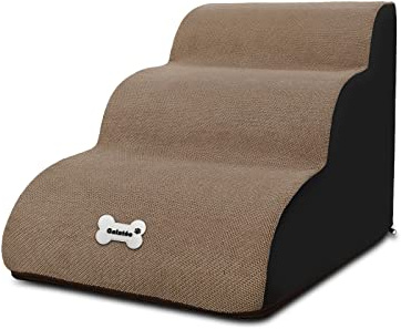 Galatée Scale Per Animali Domestici, Rampa Per Animali Domestici Rimovibile Lavabile, Gradini Per Cani In Schiuma Ad Alta Densità 3 Livelli Scala Per Animali Domestici（Marrone chiaro）