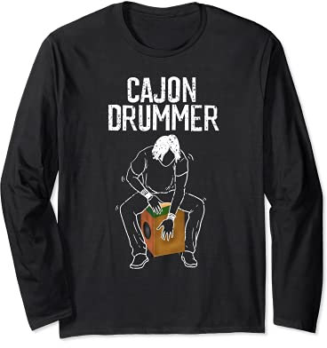 Cool Cajon Drummer | Lustiger Musik-Fan-Trommelspieler Geschenk Langarmshirt