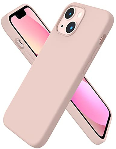 ORNARTO Cover per iPhone 13 mini Silicone,Antiurto,Rosa Sabbia | Silicone Liquido Premium,Protezione Completa,Morbida al tatto,Custodia per Telefono con Fodera in Microfibra Antigraffio