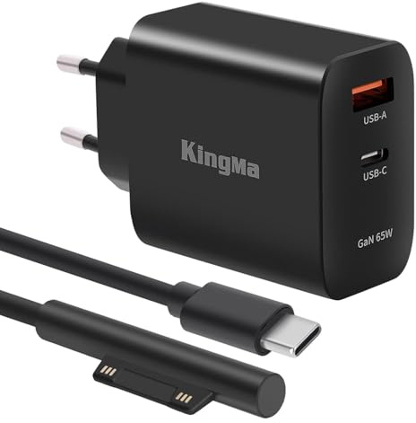65W Surface Ladekabel 15V/4A Ladegerät mit Dual Port für Microsoft Surface | Kompatibel mit Surface Pro 11/10/9/8/7/6/5/4/3/X/Surface Laptop Go 3/2/1/Surface Go /Surface Book 1/2/Surface Laptop Studio