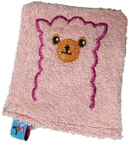 Waschlappen Waschhandschuh mit Namen Bestickt Lama, Bär (Lama, hellgrau)
