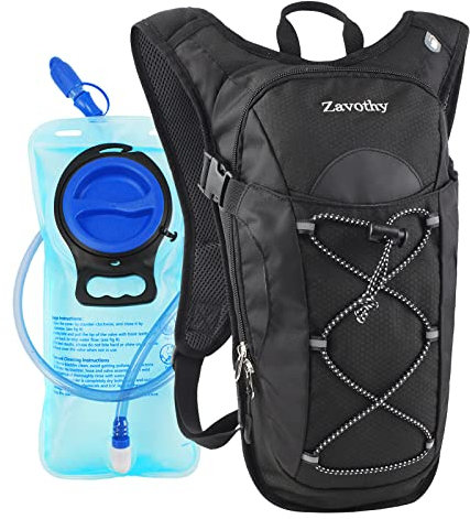 Zavothy Fahrradrucksack mit 2L Trinkblase - Wasser Rucksack für Wandern, Hydrationsrucksack zum Laufen, Radfahren und Wandern, Laufrucksack Trinkrucksack für Damen & Herren, BPA-Free