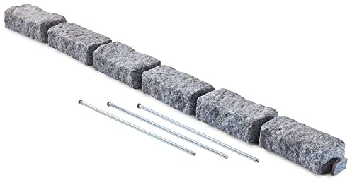 Beuta Landscape Edging | Garden Edging Border | Faux Stone Bricks for Lawn Edging, Flower beds, Pathways & Yard Edging– 1 Pack | Each Section Has 6 Bricks 48 L x 4 W x 2.25 H | 3 Spikes |Greystone