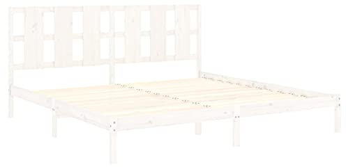 Tidyard Doppelbett Seniorenbett Holz Bettgestelle Massivholzbett Polsterbett Holzbetten Bettrahmen für Kinderzimmer Gästezimmer Schlafzimmerbett Schlafzimmermöbel 200 x 200 cm (B x L)