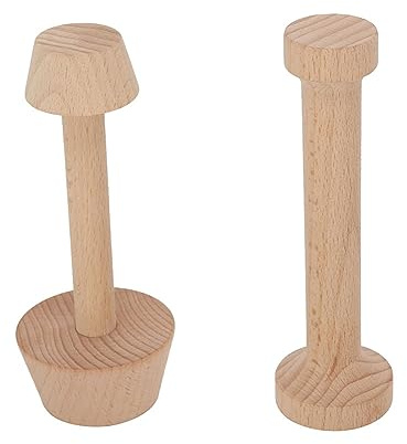 JIHUOO 2 Pcs Wooden Tart Tamper Muffin Presser Mold Egg Tart Press Tool Baking Pastry Dough Pusher Double Side Tamper for Kitchen