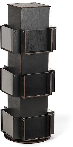 Whchiy Theken Kartenständer Drehbar Hölzern Postkartenständer, Ebenholz | Grußkarten Hochformat Rotierender Ausstellungsstand für Postkarten